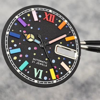 Modified 28.5mm Watch Dial with Hands Set Color Diving Surface for NH35 / NH36