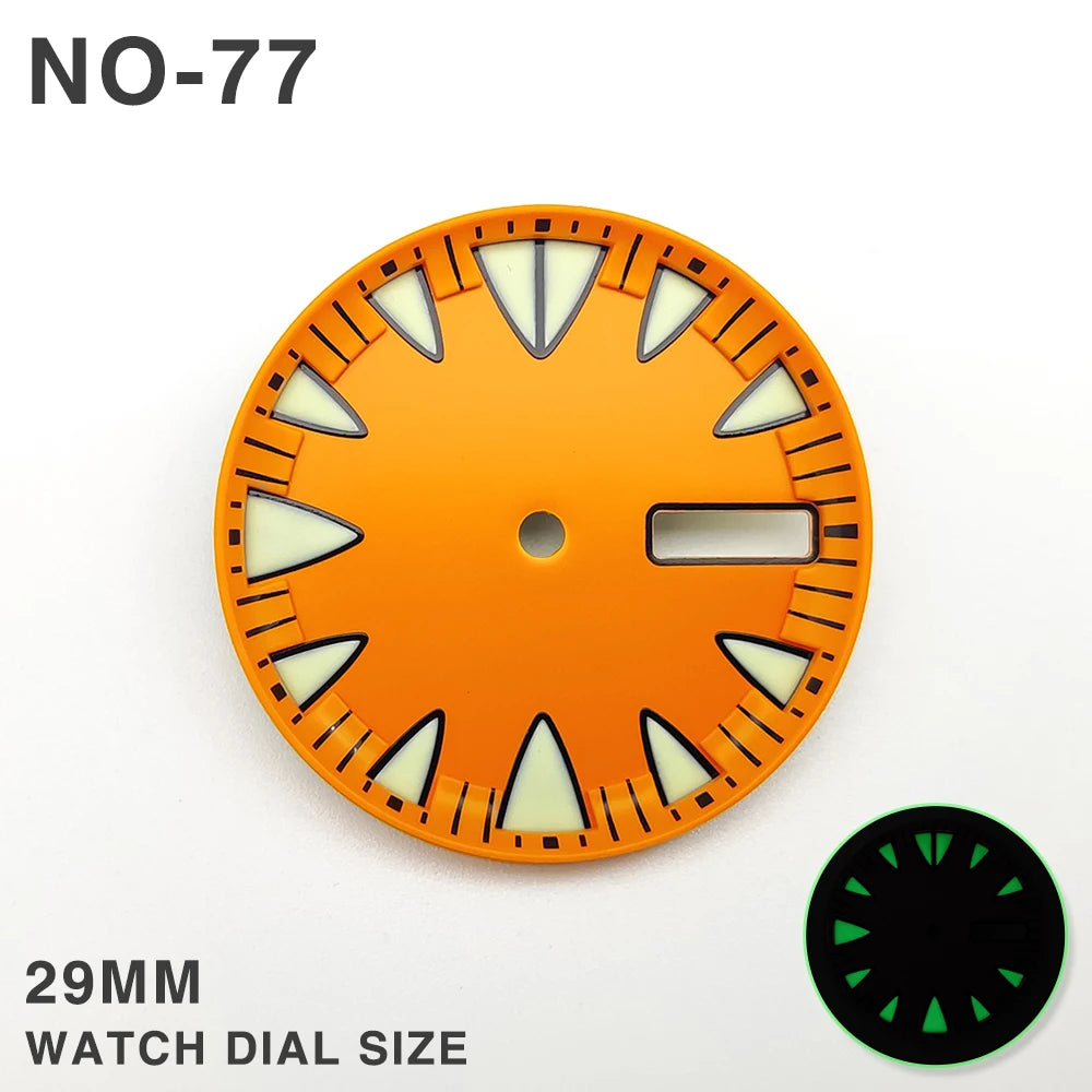 29MM Watch Dial Green Luminous with Dual Calendar Date Surface for NH36/4R