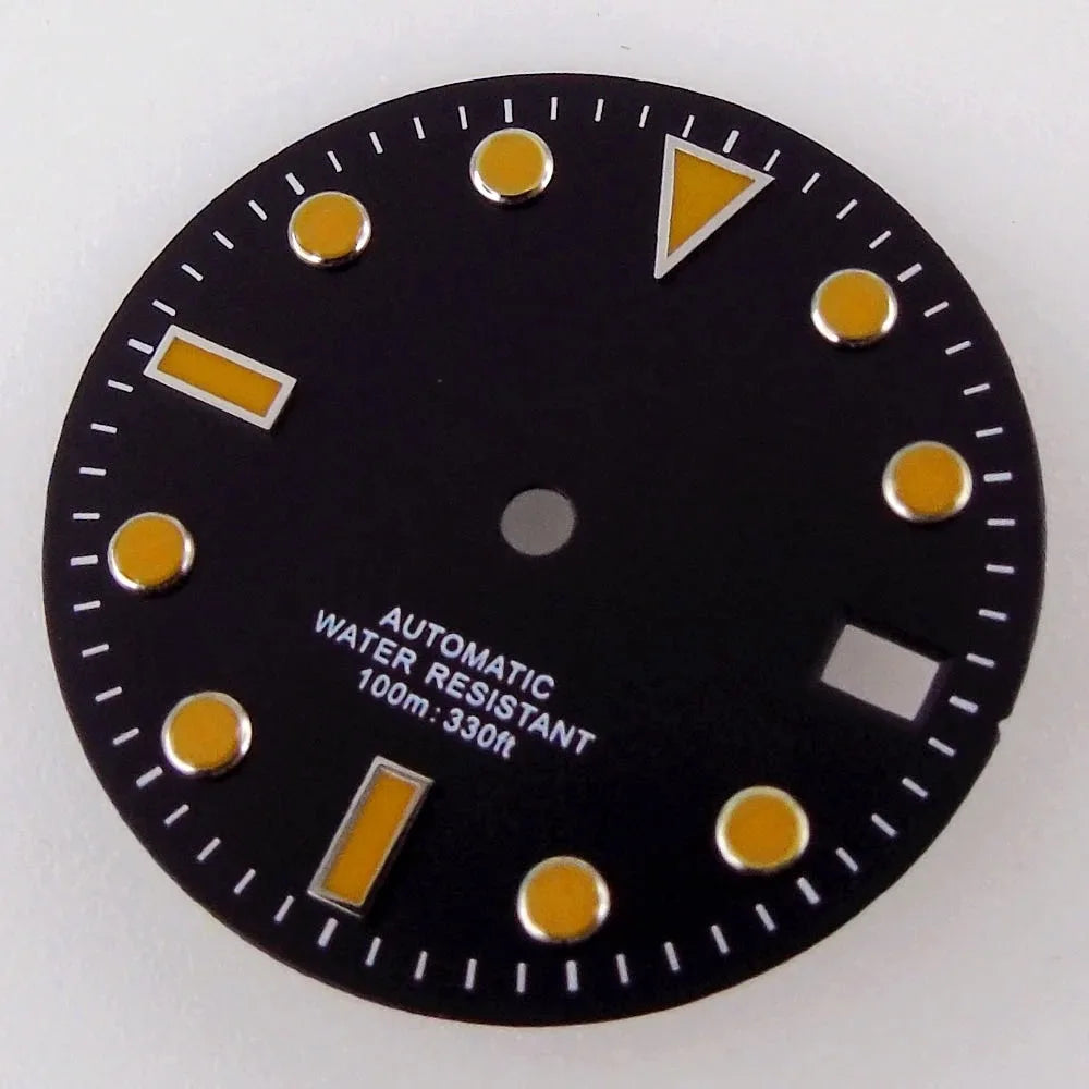 28.5mm Black White Face Single Calendar Submarine Dial For NH34 NH35 NH36