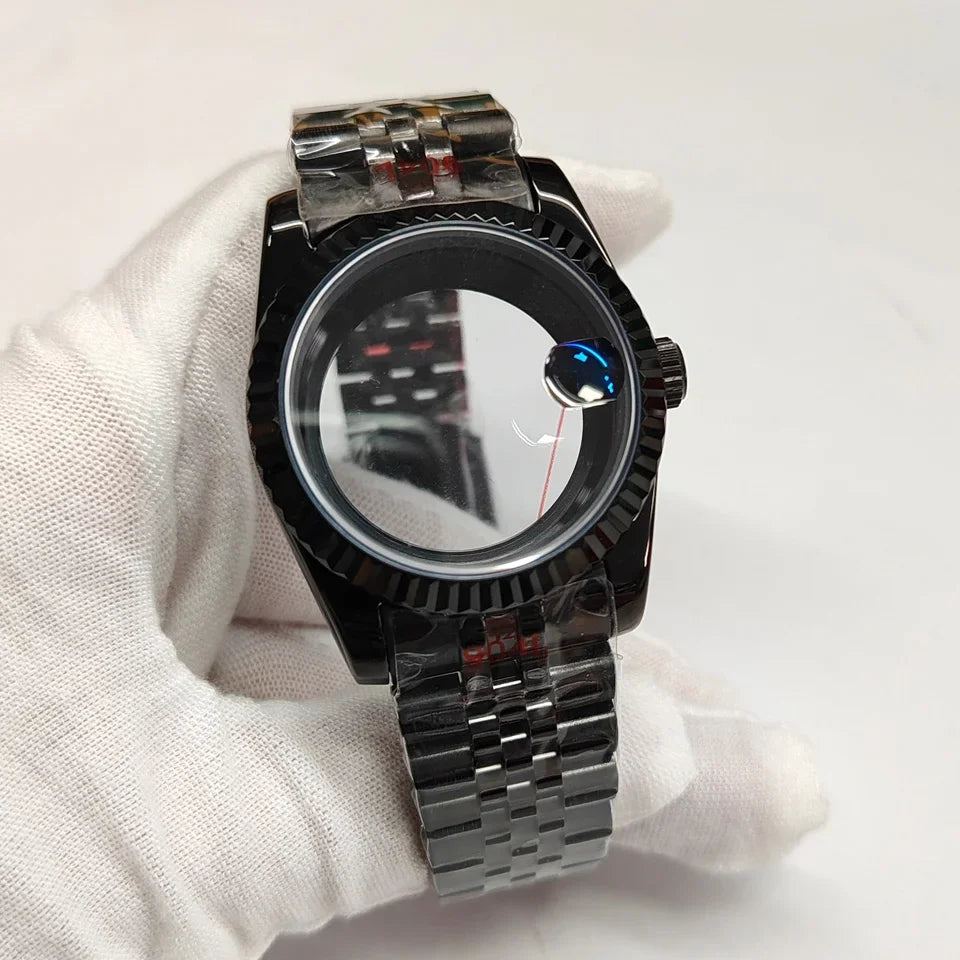 36/39mm Watch Case Transparent Back Cover with Date Window for NH35 NH36