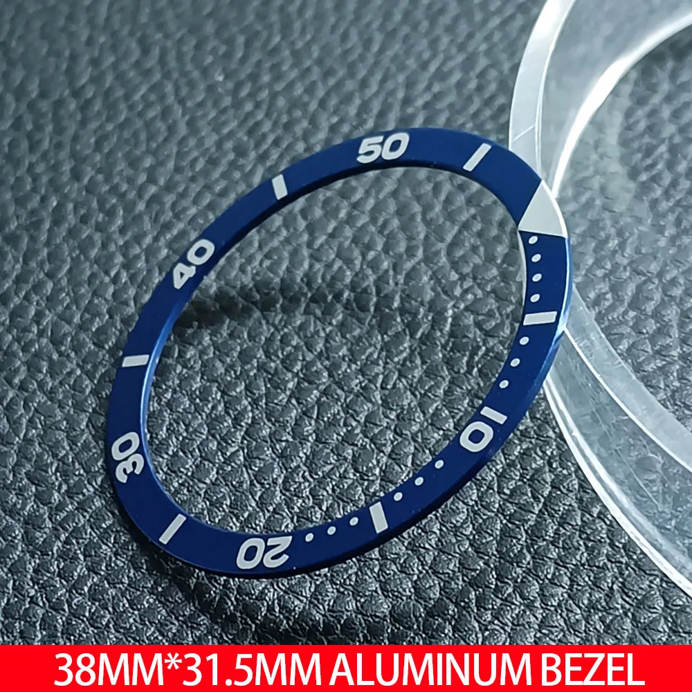 Flat luminous aluminum bezel insert for 38mm watches, durable replacement accessory.