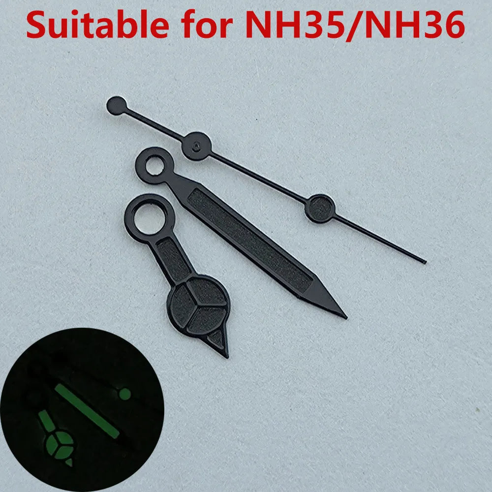 Modified 3 Hands Watch Hands with Green luminous /No luminous for NH35 NH36