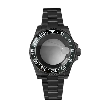40MM Black Watch Case + Strap SUB Steel Case with Sapphire Crystal for NH35 NH36