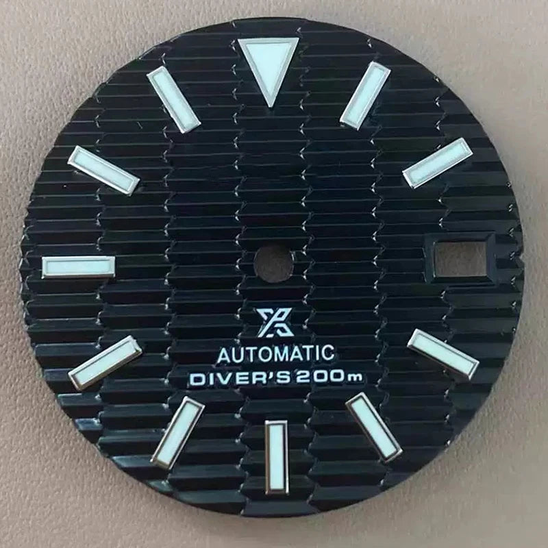 28.5mm NH35 Dial S Logo Dial 3D Ripples Watch Dial For NH35/NH36 Vertical Lines