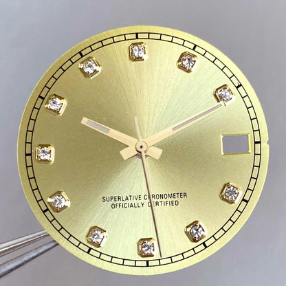 Mod Diamond Index 28.5mm watch dial in silver blue green, compatible with NH35A NH36A automatic movements.
