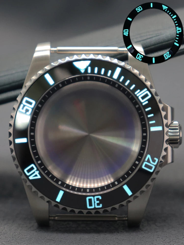 Diver 40mm Watch Case Sapphire For Nh34 Nh35 Nh36 Luminous SUB Ceramic Bezel