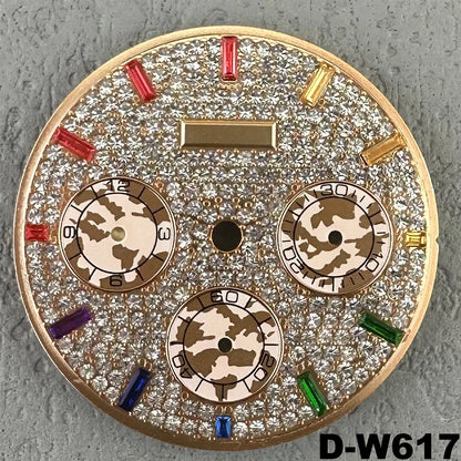 29.5mm Embedded Diamond Watch Dial for VK63 Quartz Watch For Dtn 39mm Case