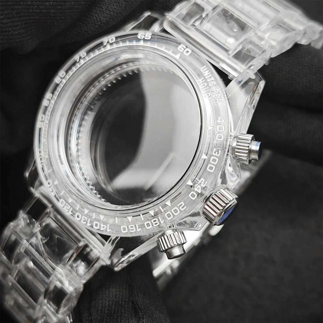 39mm Transparent Acrylic Watch Case 20mm Watch Bands Set 29.5mm Dial  for VK63