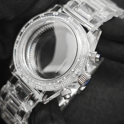 39mm Transparent Acrylic Watch Case 20mm Watch Bands Set 29.5mm Dial  for VK63