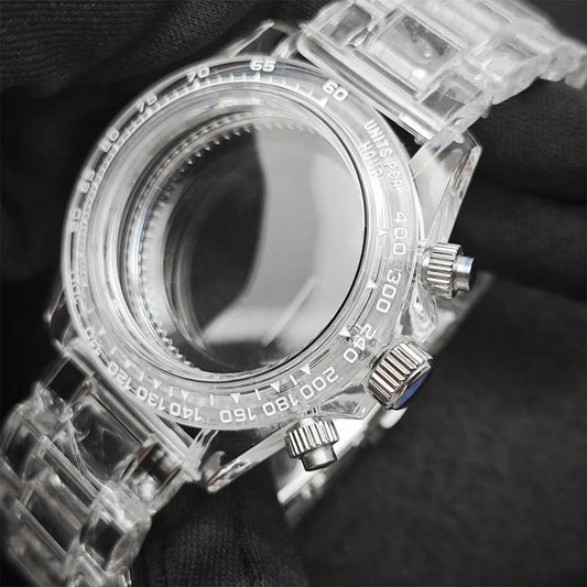 39mm Transparent Acrylic Watch Case 20mm Watch Bands Set 29.5mm Dial  for VK63