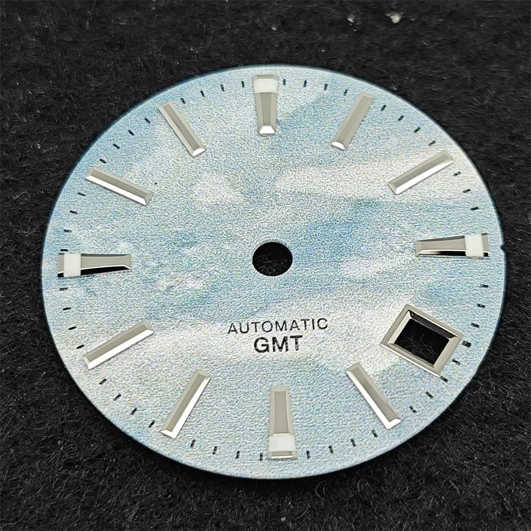 28.5mm Watch Dial BGW9 Luminous GMT Blue Sky White Cloud Surface for NH34 NH35