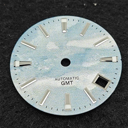 28.5mm Watch Dial BGW9 Luminous GMT Blue Sky White Cloud Surface for NH34 NH35