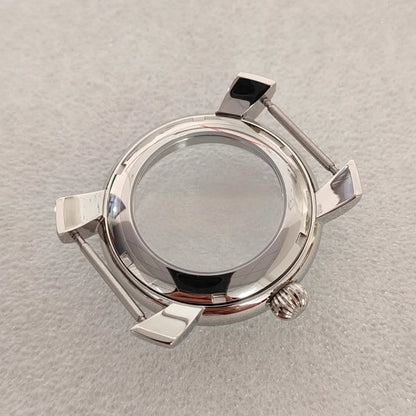 40MM Stainless Steel Silver Watch Case with Mineral Glass for NH35 NH36 Movement