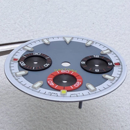 29.5mm VK63 S Logo Dial 3 eyes Green Luminous Fit VK63 Movement Dial Watch
