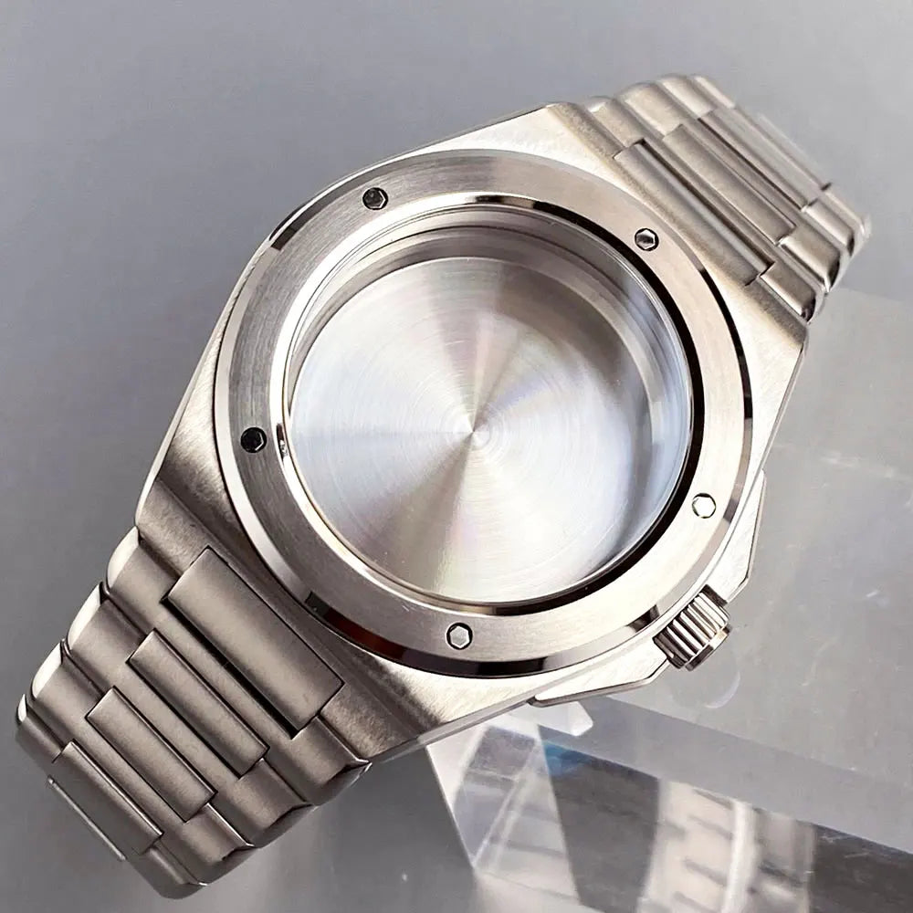 40mm Sapphire Diving Watch Case Fit NH35 NH36 NH34 Mens Bracelet Rubber Band