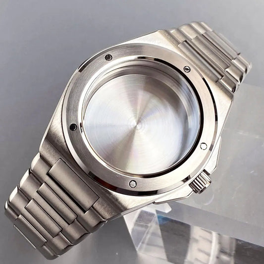 40mm Sapphire Diving Watch Case Fit NH35 NH36 NH34 Mens Bracelet Rubber Band