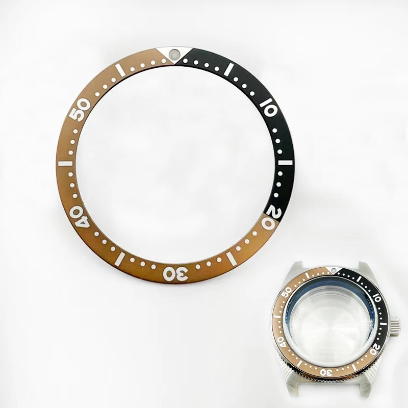 Brown and black 38mm flat aluminum watch bezel insert with C3 lume for SKX007 SKX009