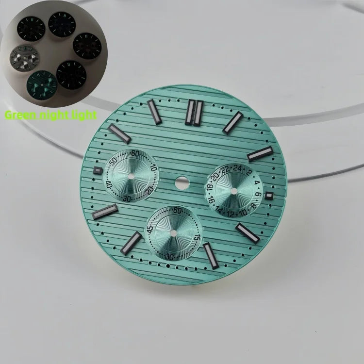 Watch Case Set 30mm Green Luminous Watch Dial Multi Functional Timing for VK63