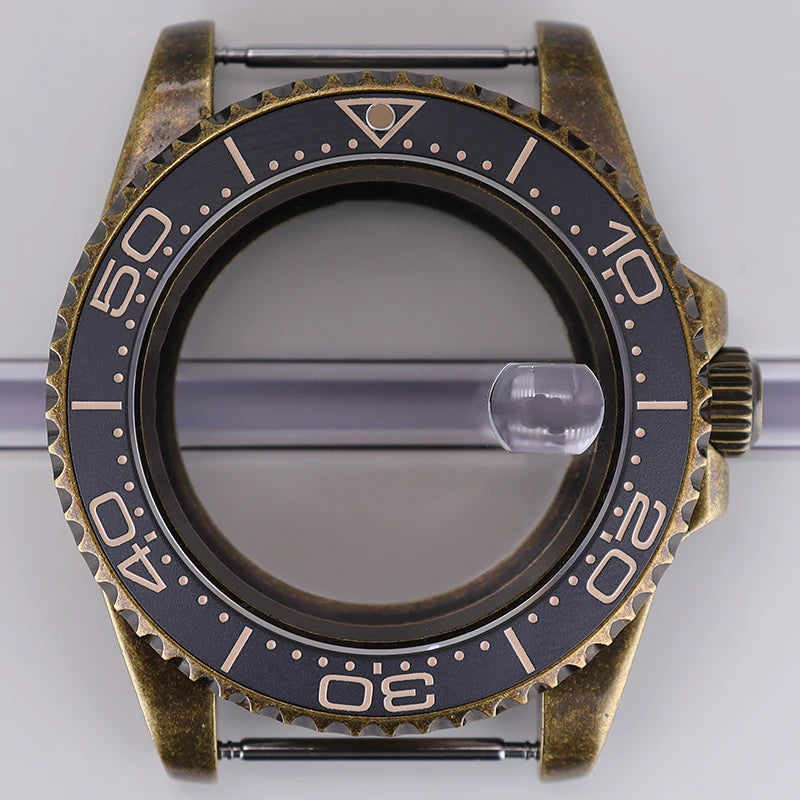 Bronze 40mm Watch Case Ceramic Bezel For SUB NH35/36/34/38/70 Sapphire Glass