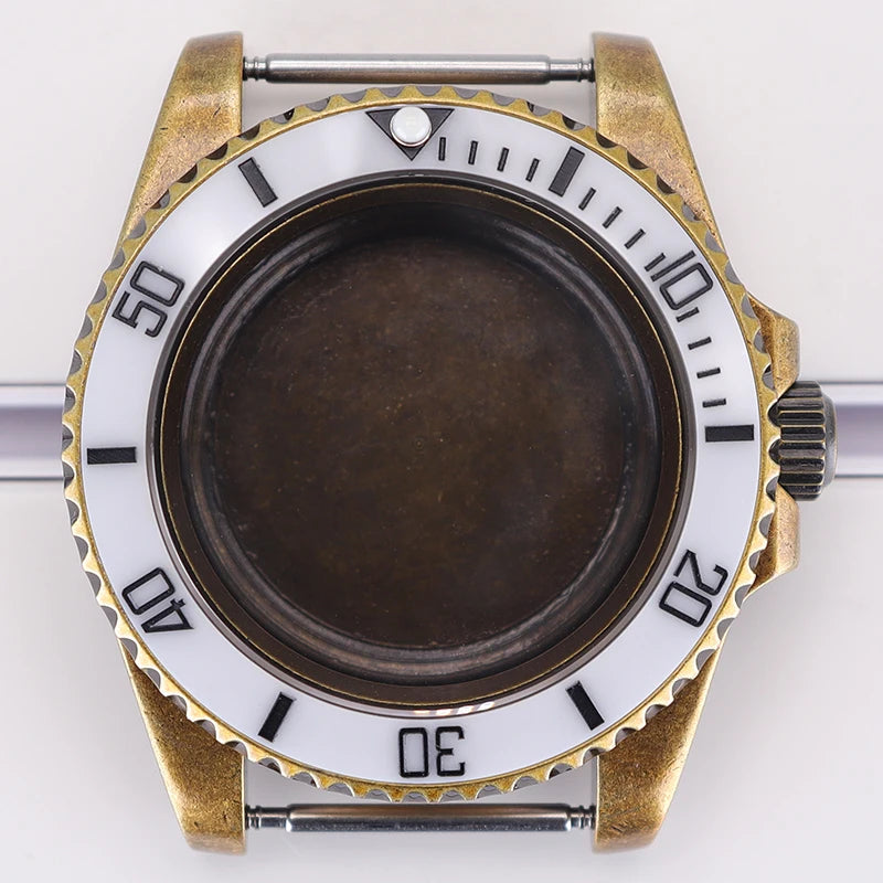 Bronze 40mm Watch Case Ceramic Bezel For SUB NH35/36/34/38/70 Sapphire Glass
