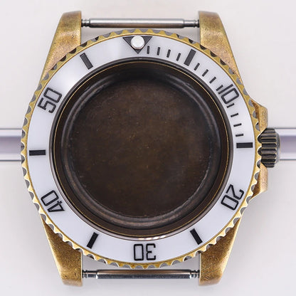 Bronze 40mm Watch Case Ceramic Bezel For SUB NH35/36/34/38/70 Sapphire Glass