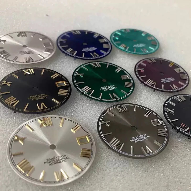 28.5mm NH35 Dial S Logo Dial Roman Numerals Dial For NH35/NH36 Vertical Lines