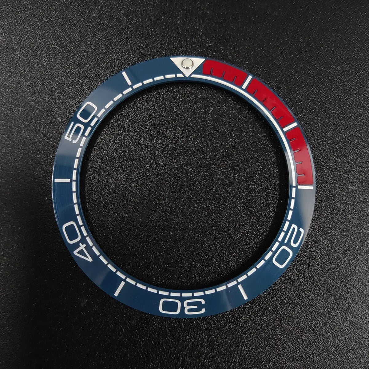 Sloping 41.5x32.8mm ceramic bezel GMT diving watch insert, durable replacement for men's watches.
