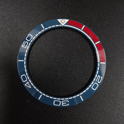 Sloping 41.5x32.8mm ceramic bezel GMT diving watch insert, durable replacement for men's watches.
