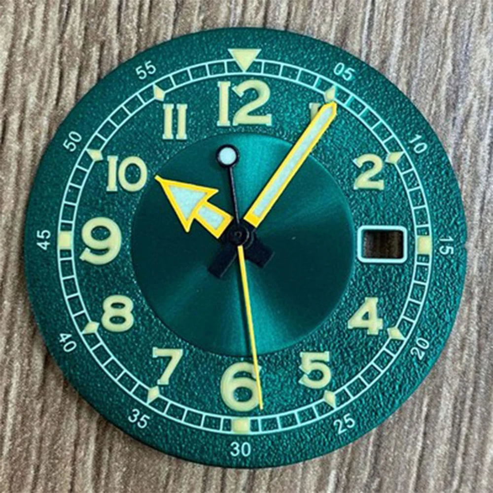 33.5mm Watch Dial + Watch Hands for NH35/NH36/4R/7S Movement Green Luminous