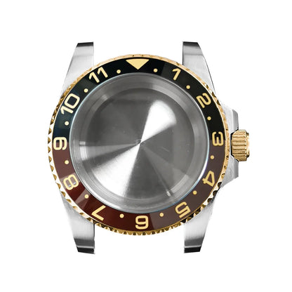 316L Watch Case 40mm Gold Edge Sapphire Flat Glass for NH35/ NH36 Modification