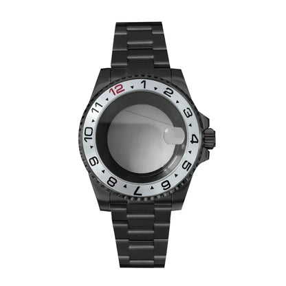 40MM Black Watch Case + Strap SUB Steel Case with Sapphire Crystal for NH35 NH36