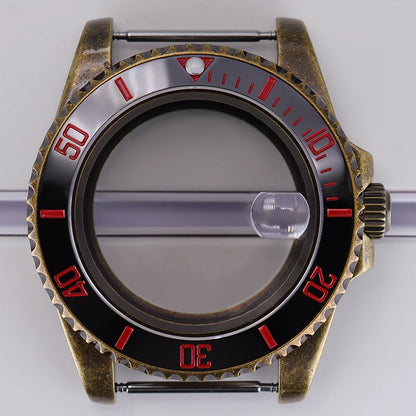 Bronze 40mm Watch Case Ceramic Bezel For SUB NH35/36/34/38/70 Sapphire Glass