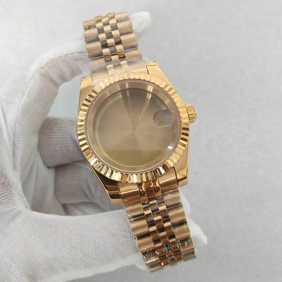 36/39mm Watch Case Transparent Back Cover with Date Window for NH35 NH36