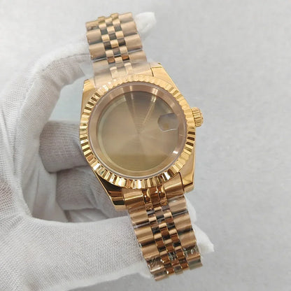 36/39mm Watch Case Transparent Back Cover with Date Window for NH35 NH36
