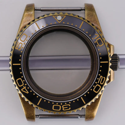 Bronze 40mm Watch Case Ceramic Bezel For SUB NH35/36/34/38/70 Sapphire Glass