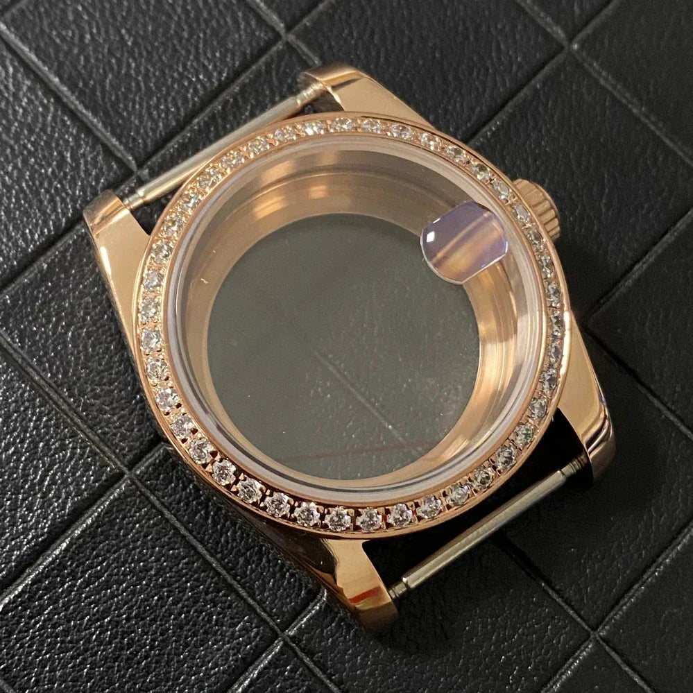 36/39mm Rose Gold Case Oyster Watch Case with Sapphire Crystal for NH35/NH36/4R