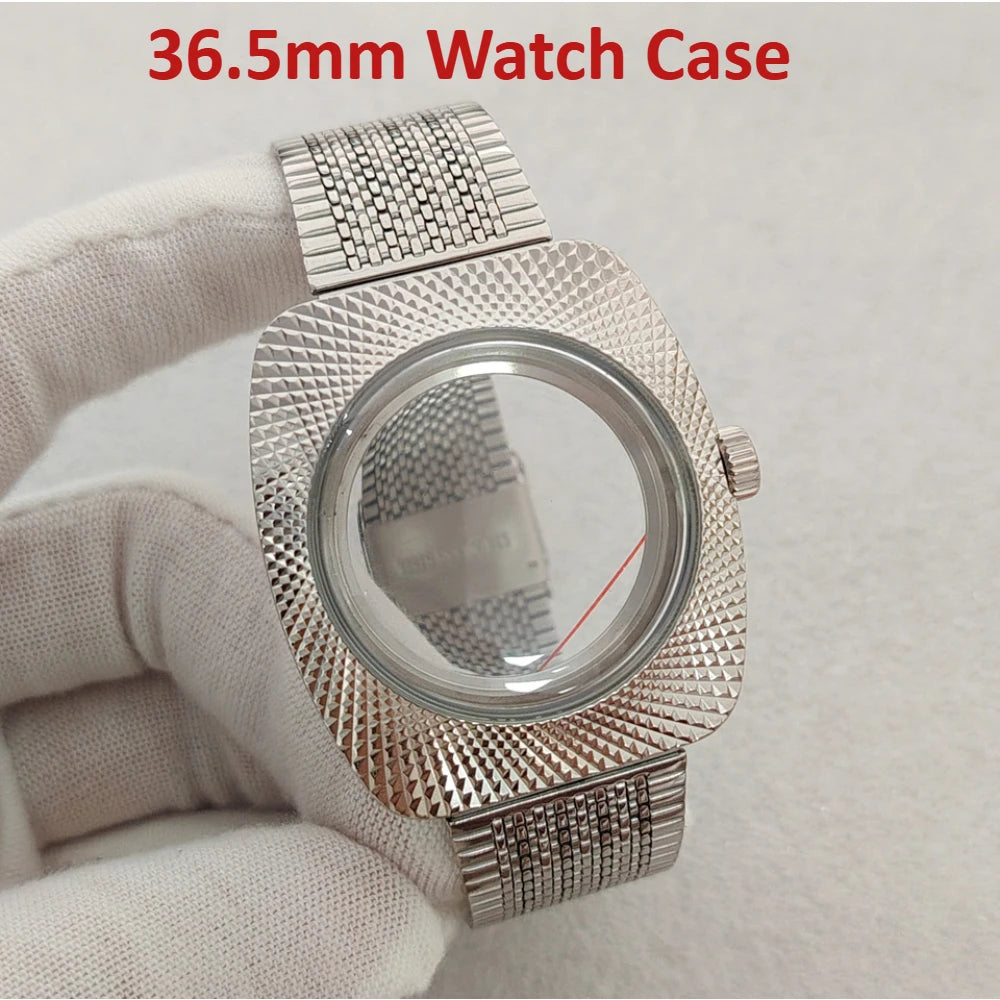 36.5mm Watch Case+Watch Strap Polished Bird's Nest Design for NH35/NH36/7S