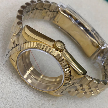 36mm/39mm Watch Case Strap Sapphire Glass Transparent/Solid Bottom for NH35 NH36