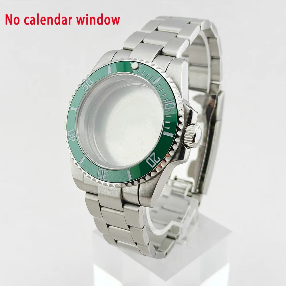 40.5mm SUB Sapphire Crystal Steel Watch Case One-Way Selection Bezel For NH35/36
