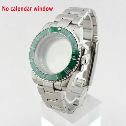 40.5mm SUB Sapphire Crystal Steel Watch Case One-Way Selection Bezel For NH35/36