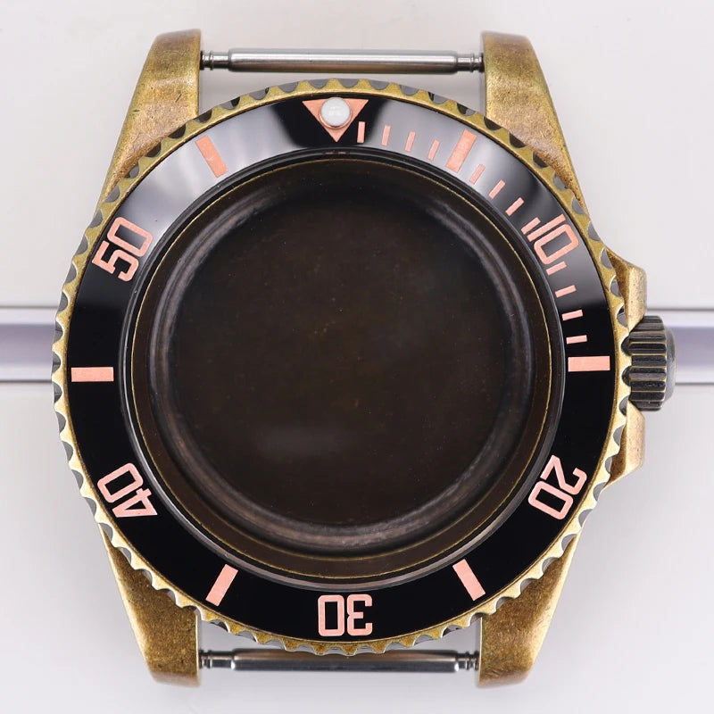 Bronze 40mm Watch Case Ceramic Bezel For SUB NH35/36/34/38/70 Sapphire Glass