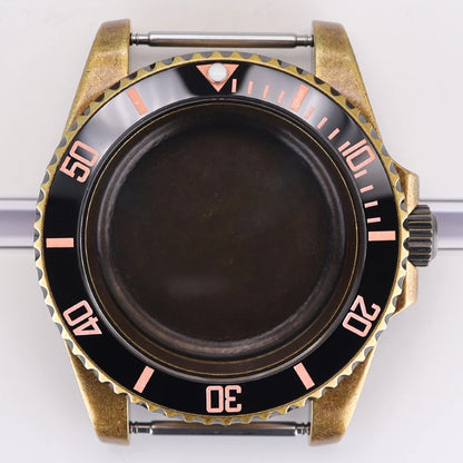 Bronze 40mm Watch Case Ceramic Bezel For SUB NH35/36/34/38/70 Sapphire Glass