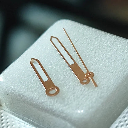 Rose gold trim green lume watch hands set 8x12x12.5mm for VX12 VX32 VX43 movements