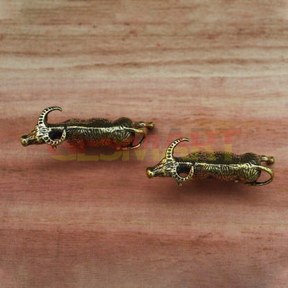 Hand-carved solid copper Buffalo trinket figurine, perfect rustic decor accessory.