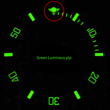 Set of 3 gold base green lume pips, 2.3x0.4mm, for RLX Submariner bezel markers.