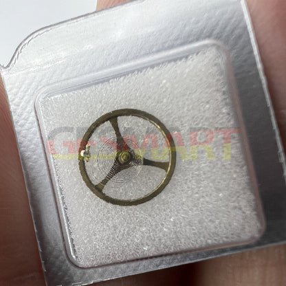 Golden balance wheel with hairspring for Movement 2189, precision watch repair spare part.