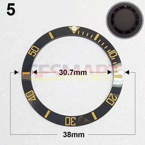 38mm Ceramic Slope Black Ring Golden Font Green Luminous Watch Bezel Watch Part