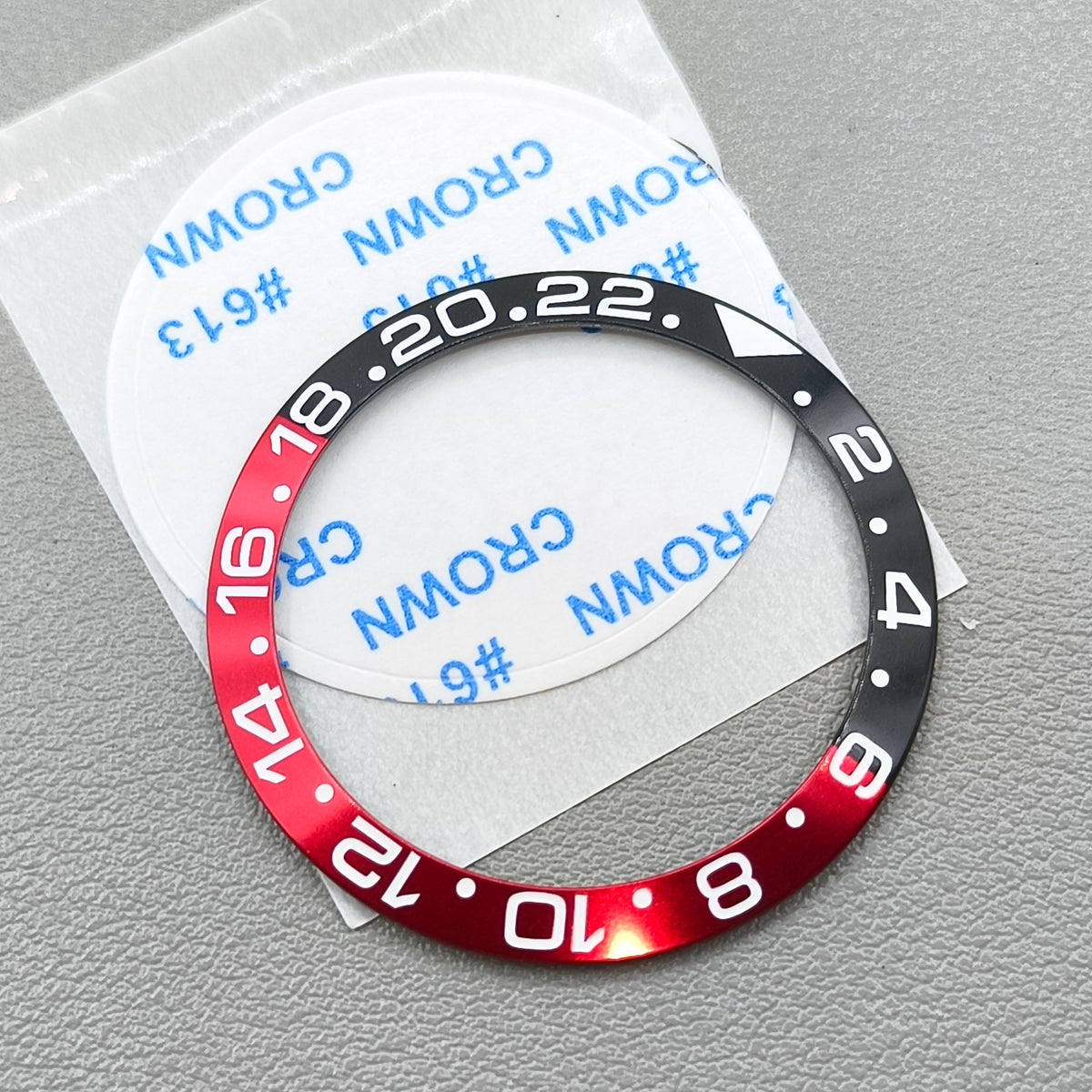 38mm Red Black RLX GMT Numberal Aluminium Alloy Watch Bezel Insert