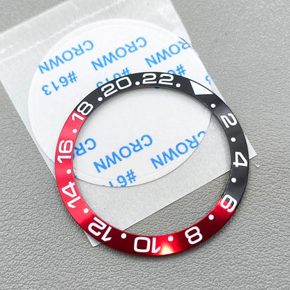 38mm Red Black RLX GMT Numberal Aluminium Alloy Watch Bezel Insert