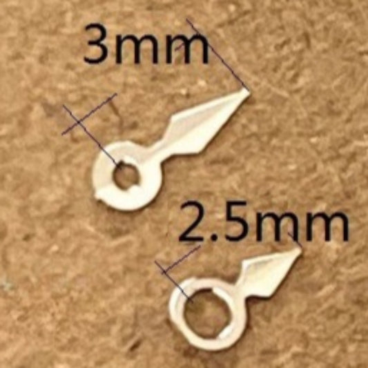 Silver 3x2.5mm watch hands for Ronda 763 762 movements, precise fit accessory.